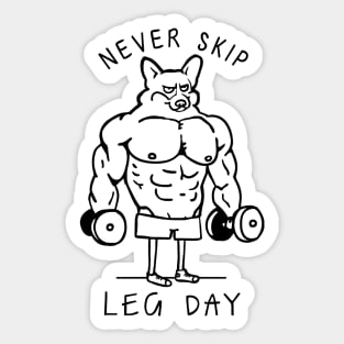 Never Skip Leg Day Corgi Sticker